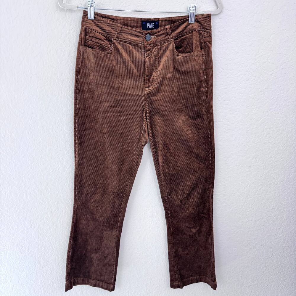 Paige Womens Colette Crop Flare Pants Sz 27 Corduroy Stretch Fall Chestnut Brown